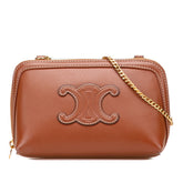 セリーヌ トリオンフ チェーンショルダーバッグ ポシェット ブラウン レザー レディース CELINE 【中古】
